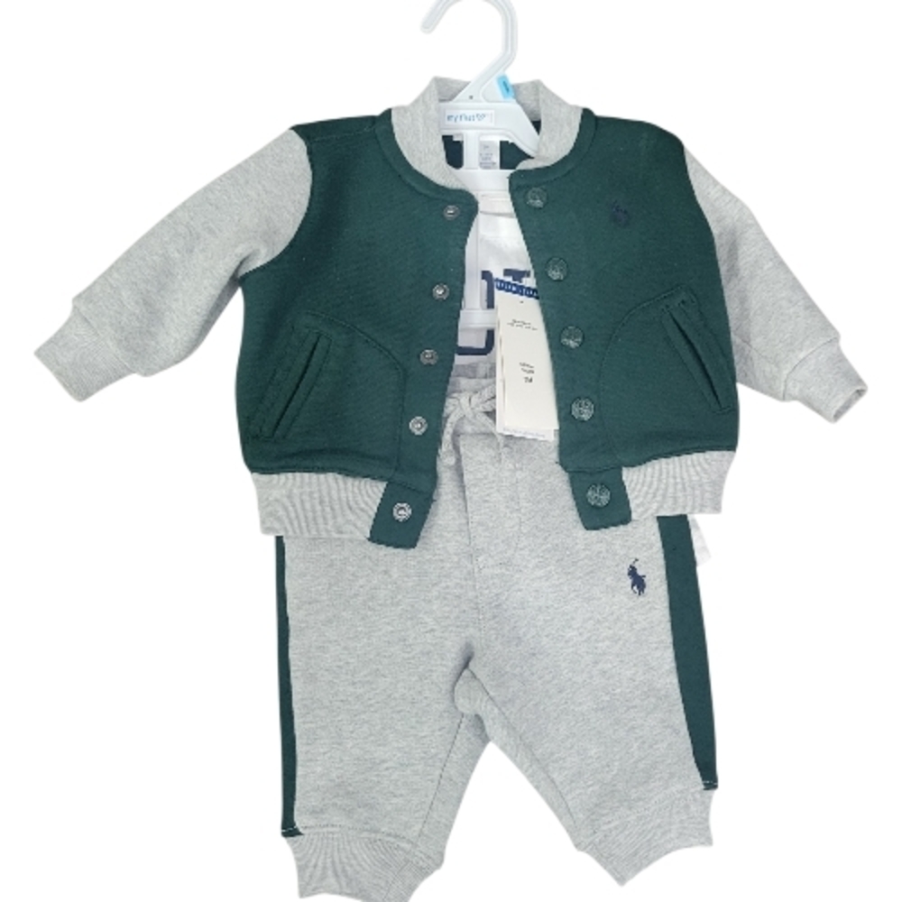 Ralph Lauren Baby Boys' Baseball Jacket, T-shirt & Jogger Pants, 3-Piece Set 3m
